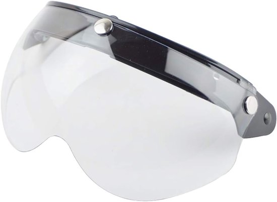 3 Snap Retro Helm Winddicht Zonnebescherming Half Gezicht Motorhelmen Visor (Transparant)
