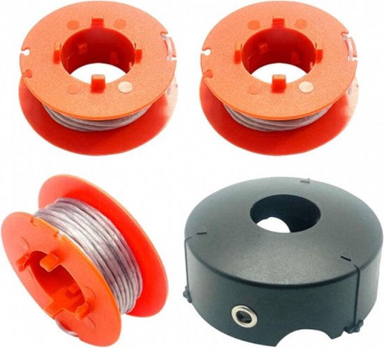 3 spoelen + 1 dop - Spoelen voor grasmaaien - Compatibel met Bosch Art 23 26 30 Easytrim en geschikt voor Combitrim, geschikt voor Pro-Tap automatische oprollers, zacht snoer, 8 meter x 1,6 mm - geschikt voor F016L71088 dop