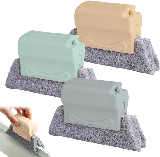 3 Stück Vensterreinigingsborstel Handheld - Raamgroeven Reinigingsborstel - Reiniging van Alle Hoeken en Gaten - Venster Groef Reinigingsborstels voor Jaloezieën - Multifunctionele Schuurborstel voor Effectieve Reiniging van Merkloos	