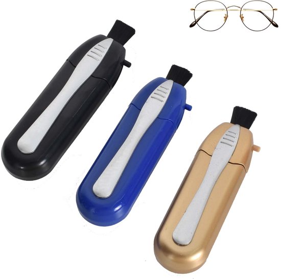 3 stuks brillenborstels, draagbare lensreiniger, mini-glazen, zachte borstel-reinigingsclip, reinigingsborstel van koolstofmicrovezel, voor brillen voor brillen en zonnebrillen