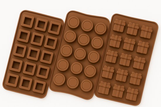 3 Stuks Chocoladevorm - Siliconen Chocoladebakvorm - Voedselveilige Siliconen Vorm voor Chocolade - Bonbons en Snoep van Merkloos	