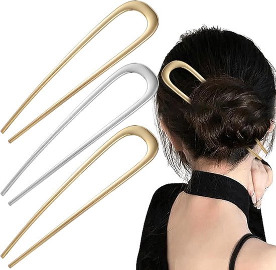 3 stuks Franse haarspelden van 14,2 cm, voor vrouwen en meisjes, van metaal, vintage stijl