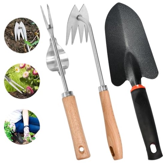 3 Stuks Handmatige Onkruidverdelger Set - Roestvrij Staal Tuingereedschap voor Effectief Onkruid Wieden van Merkloos	