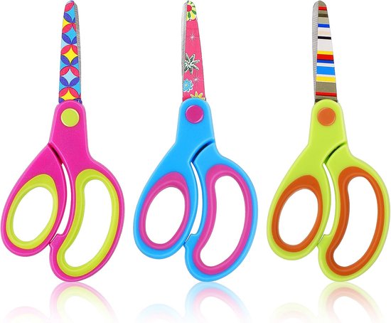 3 stuks kinderveiligheidsschaar, mooie kleuterschaar, knutselschaar voor handgemaakt, doe-het-zelf, papier snijden, dun van Vastar