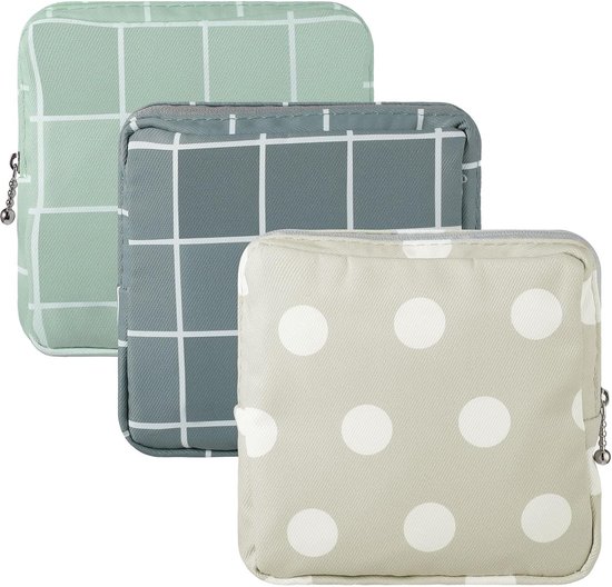 3 stuks maandverband opbergtas - menstruatiezakken voor tienermeisjes - schoolperiode - draagbare tampon opbergtas voor vrouwen - dames met rits - vrouwelijke benodigdheden van Merkloos	