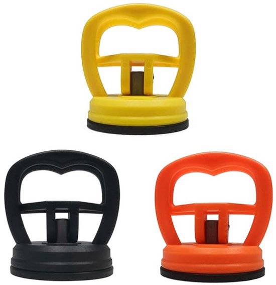 3 stuks mobiele telefoon display-opener schermverwijderaar, beeldscherm-scheider, vacuüm, zuignap, telefoon, deukextractie, gereedschap (geel, oranje, zwart)