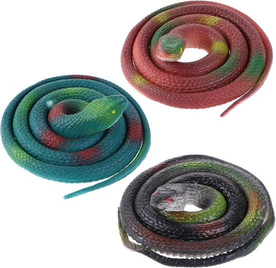 3 stuks rubberen slangen - kunstmatige slangen - rubberen slang - speelgoed voor tuin - strijk - rekwisieten - vogels schrikken - Halloween - feestgeschenken van Merkloos	