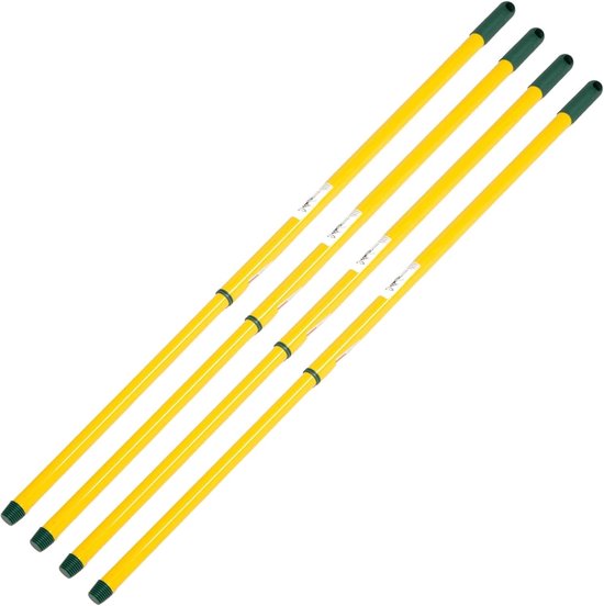 3 stuks telescopische bezemsteel met draad 80-130 cm geelgroene metalen steel voor bezem Duitse draad universele steelstang vervangingssteel telescopische steel reserveonderdeel steel vervanging telescopische steel van com-four