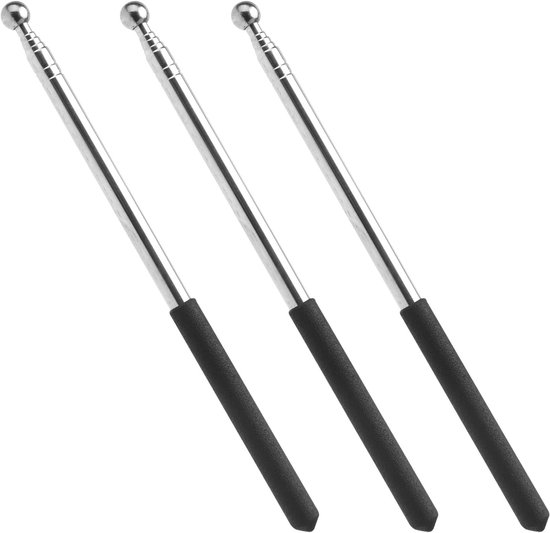3 Stuks Verstelbare 100CM Zwarte Telescopische Aanwijsstok - Breekbare en Uitschuifbare Stok voor Presentaties, Ideaal voor Onderwijs en Training