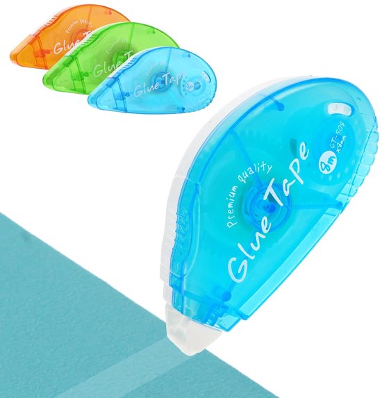 3 stuks zelfklevende roller, 8 m x 8 mm, fotolijm, dubbelzijdig zelfklevend, transparant plakband, fotolijm, roller, muis voor school, kantoor, scrapbook, foto's, accessoires van Merkloos	