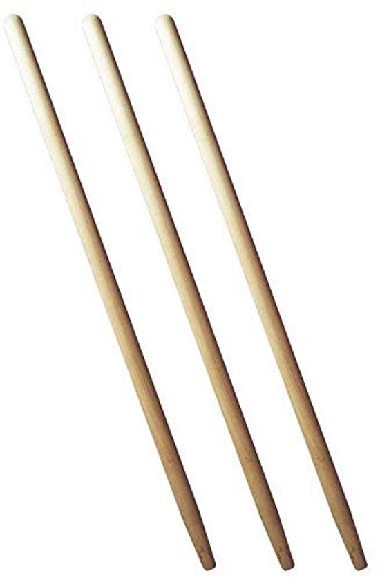 3 x Gereedschapssteel Houten Bezemsteel Ø 28 mm - 140 cm van Merkloos	