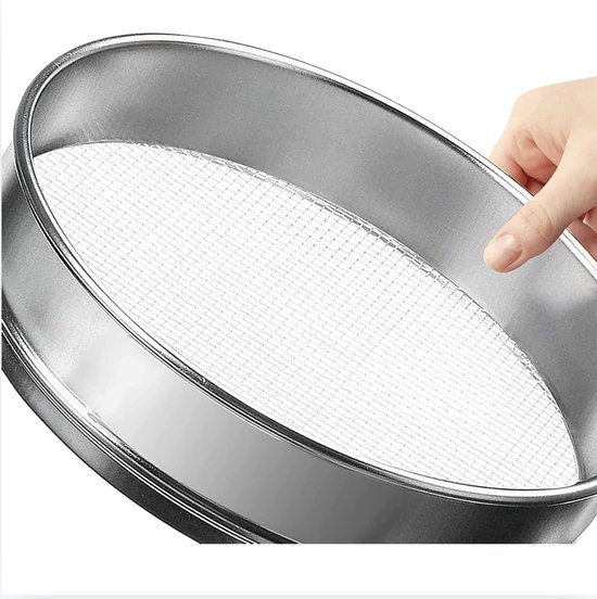 30 cm grondzeef, compostzeef, tuinzeef, aarde, rond, roestvrij staal, roestvrij, grote aardezeef voor tuin, pollenzeef voor stenen, compost, onkruid, zand, grindzaden van Merkloos	