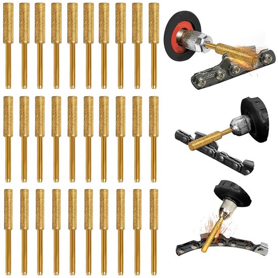 30 Delige Diamant Kettingvijl Set voor Slijpen van Kettingzagen - 4mm, 4.8mm & 5.5mm van Merkloos	