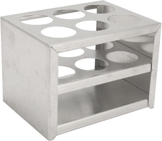 30 Mm Reageerbuisrek - Metalen Reageerbuisrek - Monsteropslag - 6 Gaten - 304 Roestvrij Staal - 3 Lagen Ontwerp voor Laboratoriumonderzoek - Laboratoriumschool van Allcats
