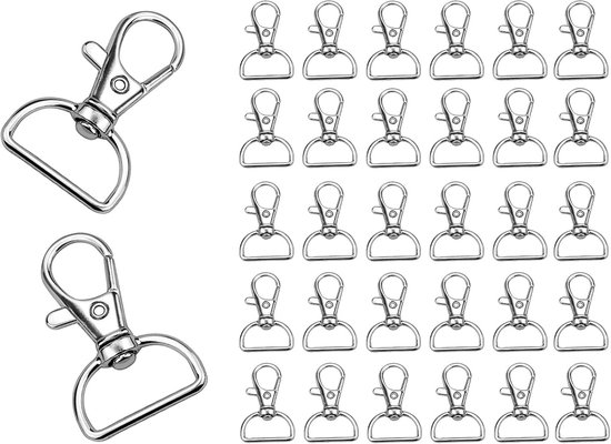30 Pcs Carabiner Hooks - Metaal Sleutelhanger - Twist Lock - Sleutelring voor DIY - Rugzak - Handtas van Merkloos	