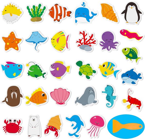 30 schattige antislip zeedieren badkuip - douche deco waterbestendige stickers - 30 ontwerpen voor kinderen van Merkloos	