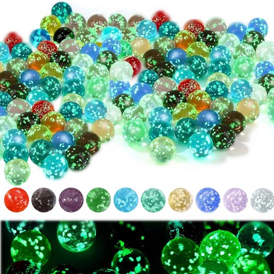 30 Stukken Glazen Knikkers - 1.5cm Kleurrijke Glazen Knikkers - Glow in the Dark voor Knikkerbaan Spel - Knikkerbaan Accessoires - DIY en Huisdecoratie van Merkloos	