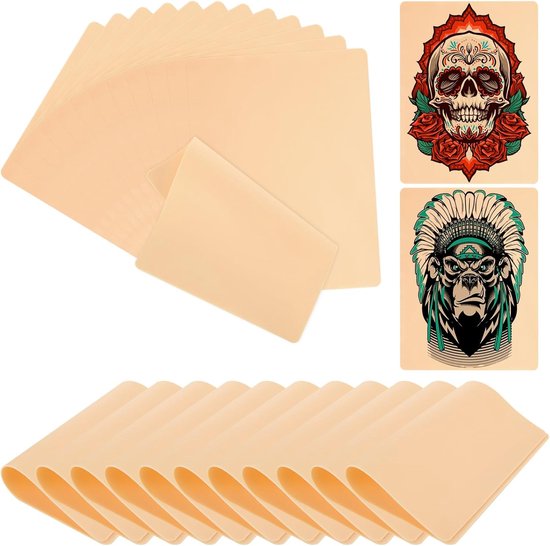 30 stuks kunsthuid-tattoos - 1 mm - tattoohuid - 19 x 14,5 cm - tattoo-oefenhuid - siliconen tattoo - kunsthuid voor beginners en ervaren tatoeëerders van Merkloos	