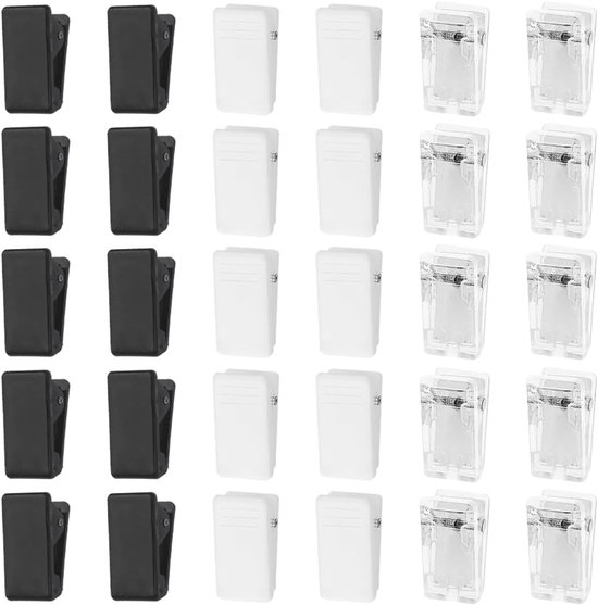 30 Stuks Zelfklevende Clips - Wandtapijt Muur Opknoping Clips - Plastic Kleverige Hangende Veerclips - Rechthoek Kleverige Clips - Fotoclips Voor Poster (3 Kleuren) van Merkloos	