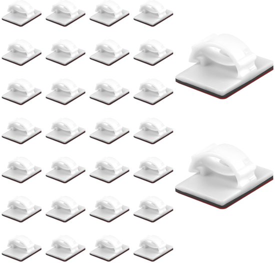 30 stuks zelfklevende kabelclips - kabelbeheer en duurzame verstelbare bevestiging - geschikt voor kantoor en thuis van Merkloos	