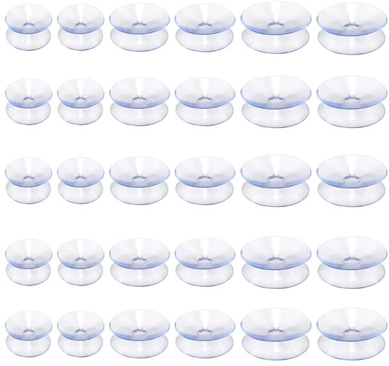 30 stuks zuignappads - dubbele zuignappen voor glasplaten - antislip - plastic zuignap - haken - kleine zuignappen voor buiten - keuken - glasplaat - glazen tafelspiegel - raamdecoratie van Merkloos	