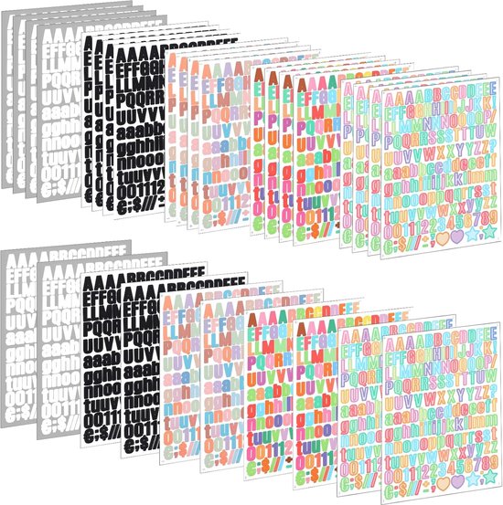 30 vellen letters, cijferstickers, kleurrijke zelfklevende letterstickers, weerbestendig, alfabetstickers voor doe-het-zelf, scrapbooking, decoratiekunst van Firenze Arts
