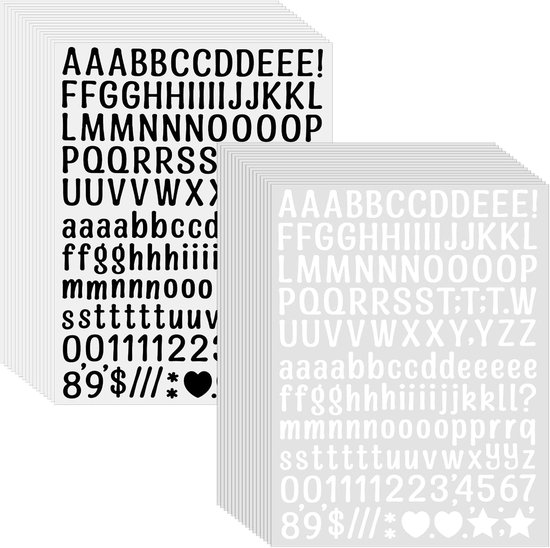 30 vellen vinyl letterstickers - 1,3 cm kleine zelfklevende waterdichte nummerstickers - stick-on letters voor posters - borden - waterflessen - brievenbus - doe-het-zelf ambachten - wit van Merkloos	