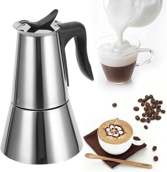 300 ml koffieketel, roestvrijstalen elektrische koffiepot, thuis koffiemaker, Italiaanse mokka-espresso-pot, roestvrijstalen koffieketel voor thuisgebruik in de keuken