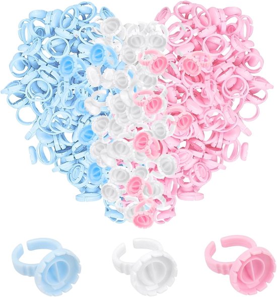 300 PCS LASH Glue Holder Ring Cup - Quick Blossom Pigment Holders - Disposable Finger Hand Beauty Tools - LASH Glue Rings - Mooi Bloemvormig - Multicolor van Merkloos	