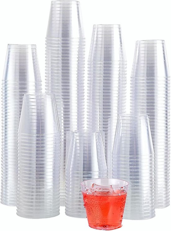 300 Pcs Plastic Shot Glazen - 30ml Duidelijke Shot Cups - Herbruikbare Jelly Shots Proef Cups - Dessert Cups voor Verjaardag - Bruiloft - Kerst - Snack - Bachelorette Party (1.7"x1.6") van Merkloos	