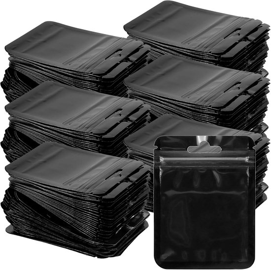 300 STKS 7.5x10cm Zwarte Mylar Folie Ziplock Zakken - Herbruikbare Aluminium Ziplock Mylar Zakken met Helder Venster voor Voedsel Opslag - Kleine Geurbestendige Zak met Helder Venster (3x4") van Merkloos	