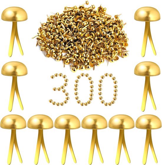 300 stuks paper fasteners - brads - mini gouden paper fasteners - ronde messing fasteners voor knutselen - Decoratieve scrapbooking DIY-projecten