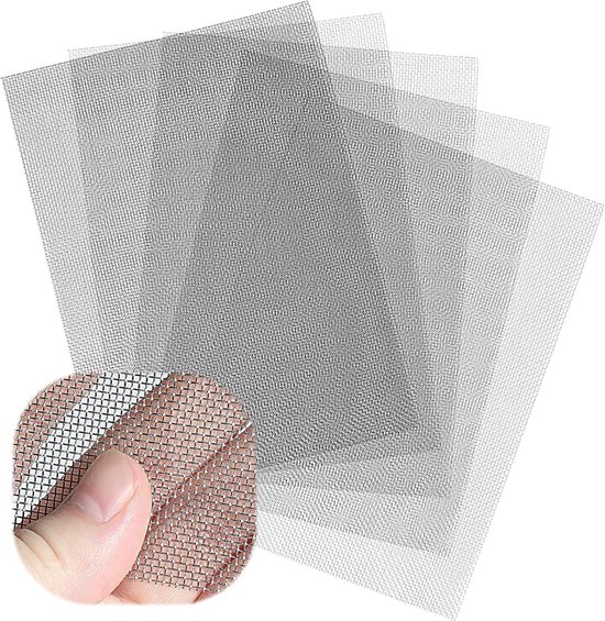 304 roestvrijstalen draadgaas - 6 stuks vliegengaas - knaagdiergaas - fijnmazig - woelmuisgaas - hard en hittebestendig zeefnet - metalen rooster voor ventilatie - veiligheid - ramen van Merkloos	