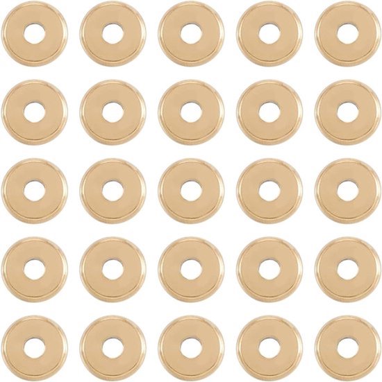 304 Roestvrijstalen Plat Ronde Afstandskralen 10mm - Set van 100 Stuks - Gouden Metalen Schijf Kralen voor Sieraden Maken