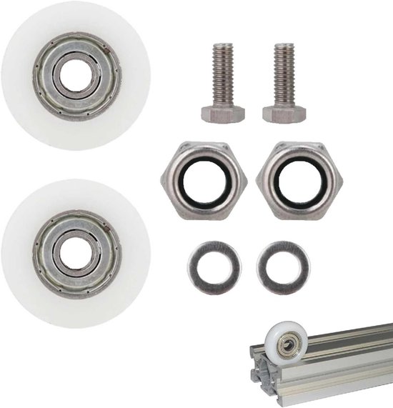 30mm Tuinkas Deurwielen, Vervangende Nylon Deurrollers voor Garagedeuren en Gereedschapset voor Installatie