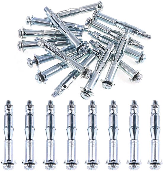 30pcs 6x65MM Heavy Duty Galvanized Steel Molly Bolt Hollow Drive Wall Anchor Screws Set voor Drywall - Plafond - Tegels (M6x65) van Peralng