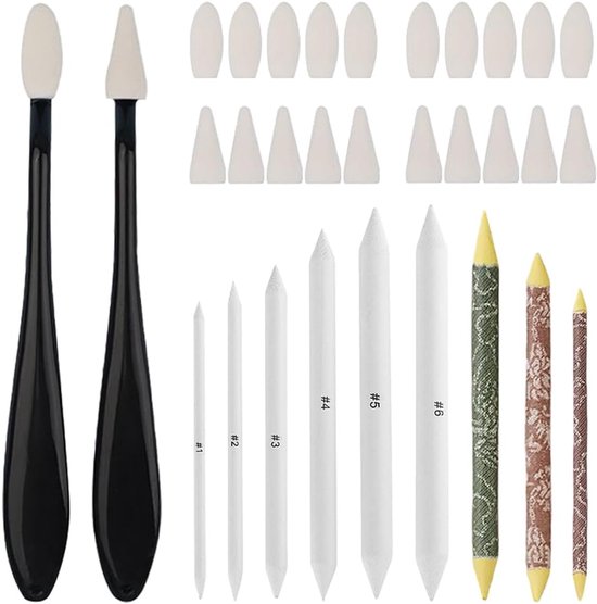 31 Stuks Tekenen Stronken - Schets Tekengereedschap Kunst Mengset - Menggereedschap Papier Kunst Blenders Tekenbenodigdheden voor Kunstenaar DIY Tekening van Merkloos	