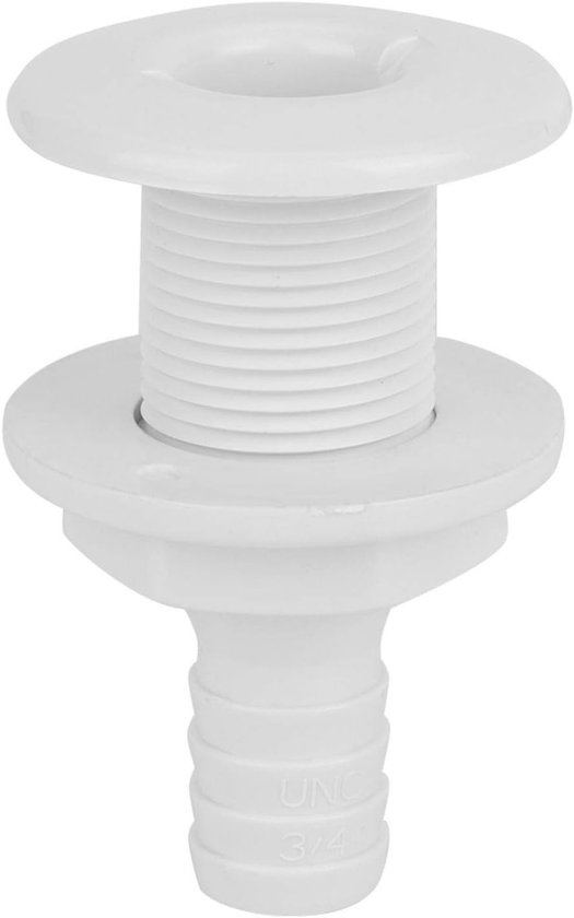 3/4 inch rompfitting - witte kunststof uitlaatfittingen - uitlaatboot - marine jachtafvoer door rompfitting aansluiting