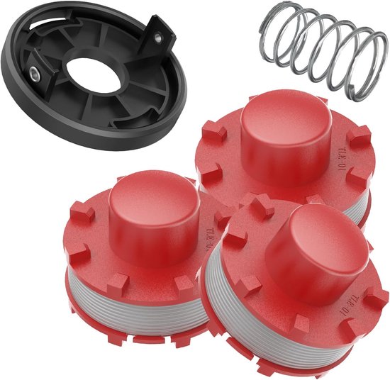 3405096 draadspoelen, voor einhell grastrimmerdraad, compatibel met einhell grastrimmer Agillo 36/255 BL vele andere modellen. (3 spoelen, 1 spoelafdekking)