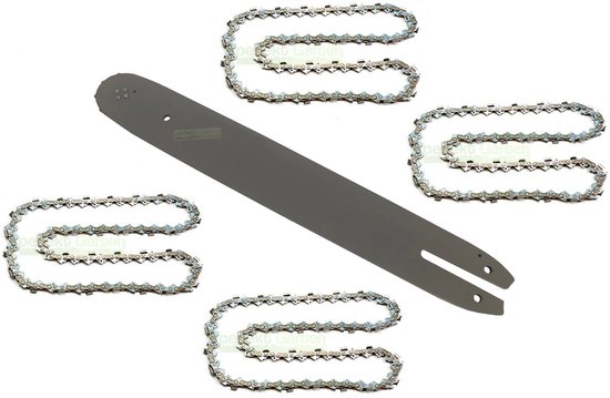 35 cm (14") / 1,3 mm / 3/8" / 50 DL-zaagblad + 4 kettingen voor Stihl MS 171, MS 181 en MS 211