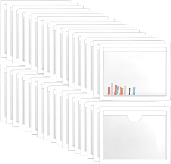 36 stuks zelfklevende etikettenhouders - visitekaartjeshoezen - 10 x 6 cm etikettenvenster - labelhouder voor thuis, kantoor, school van Merkloos	