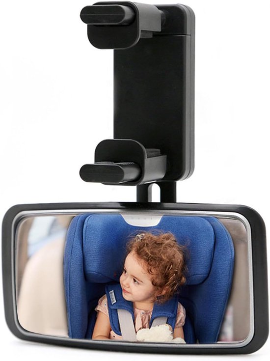 360° Rotating Car Mirror voor Baby's - Achteruitkijkspiegel met Veerklemmen - Bescherming voor Baby en Kleine Dieren - Geschikt voor de Meeste Auto's van Merkloos	