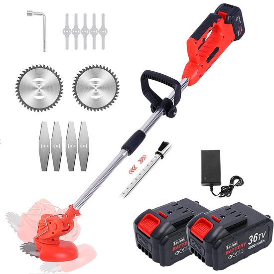 36V Grastrimmer-Draaibare kop-Telescopische-inclusief 2 x 4,0 Ah Accu's-3 Soorten messen-Draadloze van Merkloos	