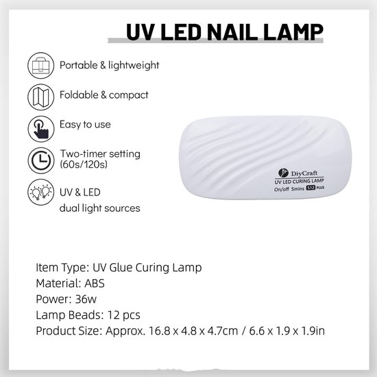 36W 12 LED UV Resin Nail Dryer Curing Lamp, UV LED Nail Lamp for DIY Resin Curing Lamps van Merkloos	