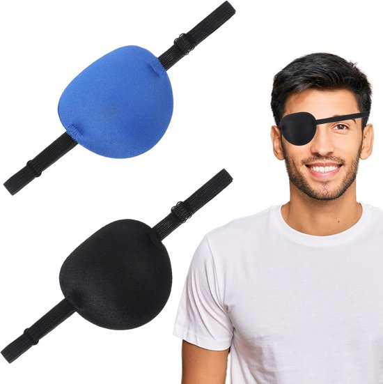 3D verstelbare oogklep - medische oogklep voor volwassenen en kinderen - piraat ooglapje - piratenoogpatch zwart blauw van Merkloos	