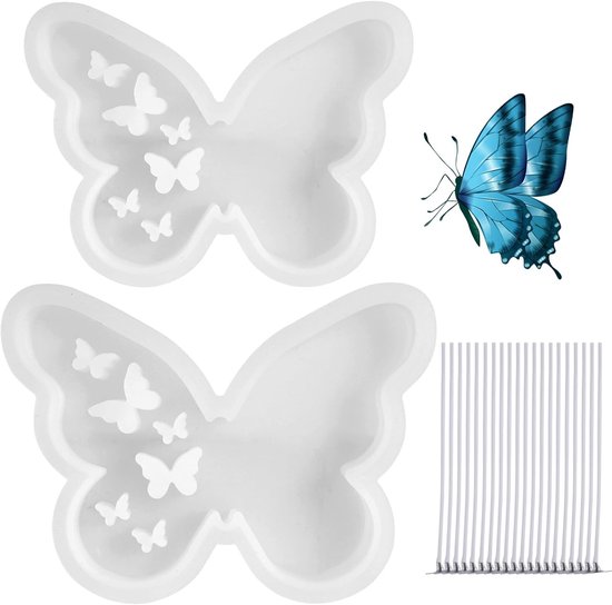 3D Vlinder Vorm Epoxy Kunsthars Gietmal - Herbruikbare Vlinder Siliconen Kaarsenhouder met Kaarsenlade - Vlinder Tray Kunsthars Siliconen Mallen voor Handgemaakte Woondecoratie van Merkloos	