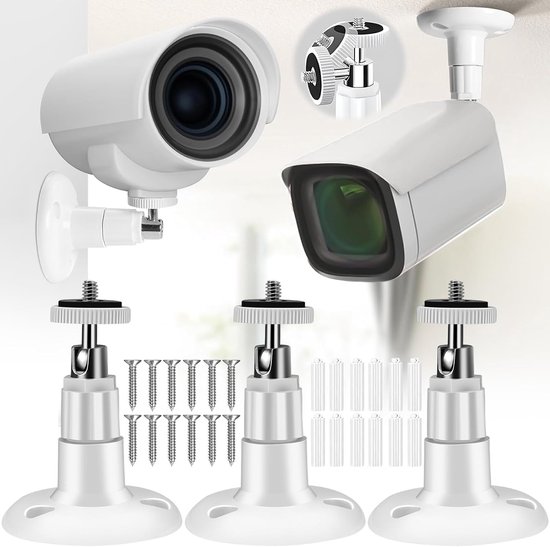 3Pcs Self Adhesive Ring Camera Mount - Wall Mounted - Compatible With Ring Stick Up Camera - 1/4 Security Camera Mount - 360° Adjustable Indoor Security Camera Mount - Wit van Merkloos	
