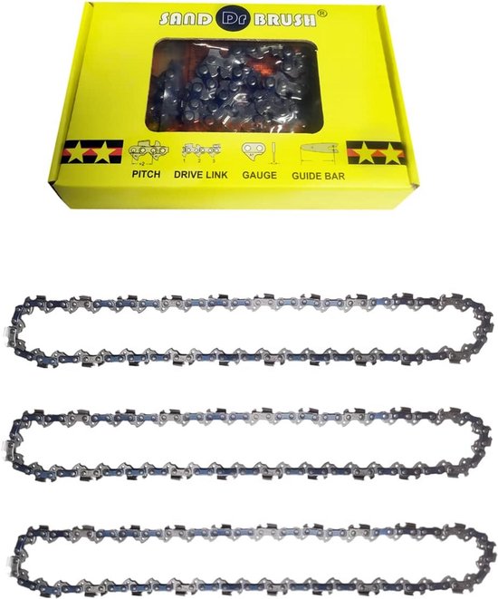 3x Mini Kettingzaag Ketting 8 Inch - Vervangingsketting 1/4" LP Pitch, 48 Schakels, Slijtvast Staal