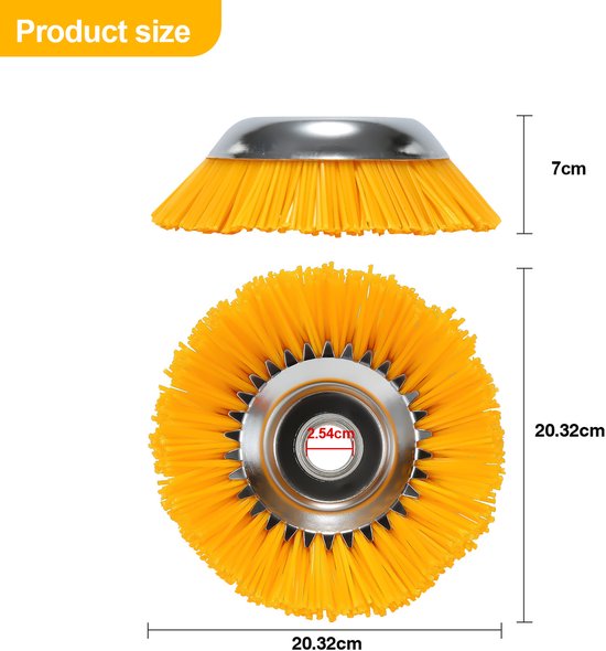 3X Onkruidborstel Twist Wheel Tuin Onkruidgrasmaaier 25,4 x 200 mm 8 inch Mos van Merkloos	