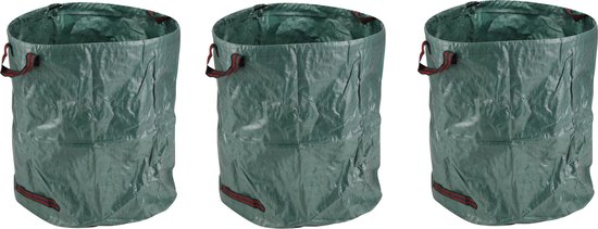 3x stuks groene pop-up tuinafvalzak 272 liter - Tuinafvalzakken opvouwbaar - Tuin schoonmaken/opruimen van Grundig